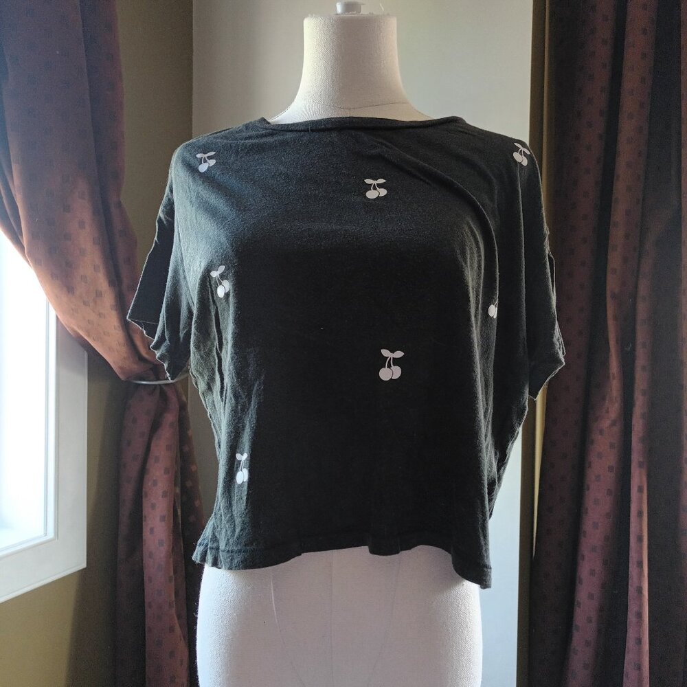 Pink Victoria's Secret - Black Tee with White Fruit Pattern